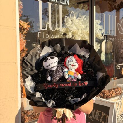 Jack & Sally Black Rose Bouquet